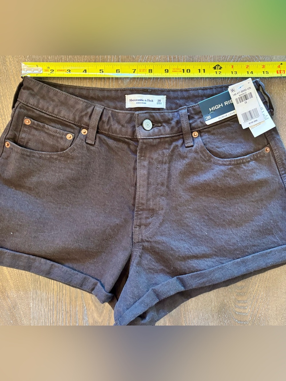 Abercrombie & Fitch High Rise Jean Shorts - Dark Brown